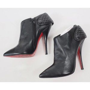 37 US 7 Christian Louboutin Huguette ankle boot napa black moto leather